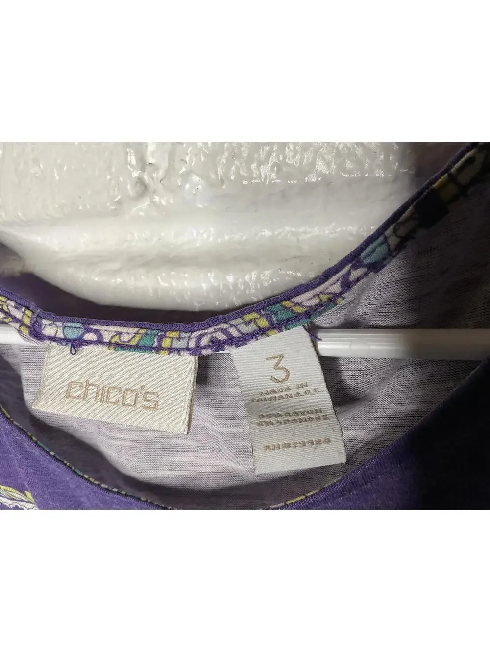 < Chico’s Multi-Colored Paisley Pattern 3/4 Sleeve Top > - Picture 2 of 3